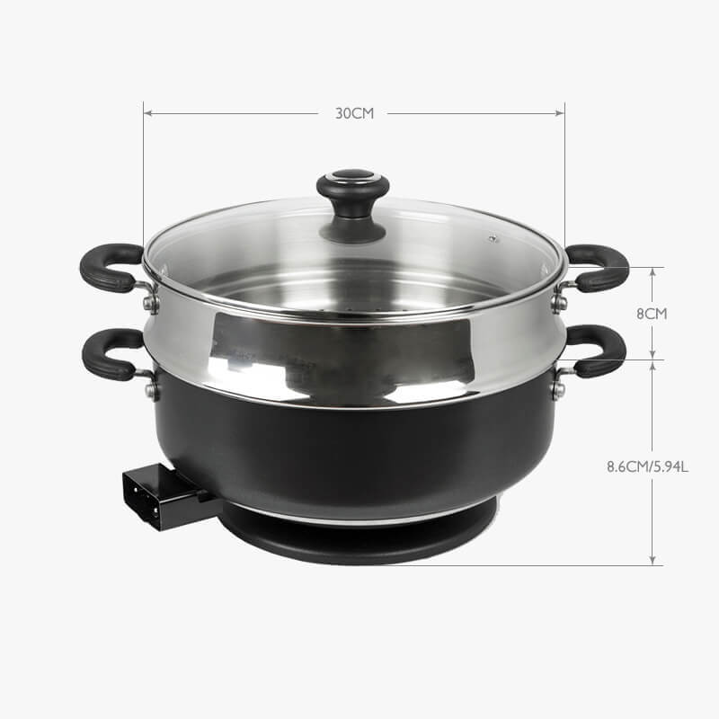 Electric Casserole with Steamer Insert with Lid 30CM / 5.94L