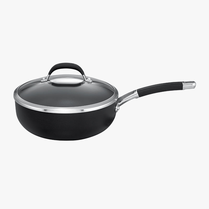 Hard Anodized Nonstick Chefs Pan with Lid, Black 26CM